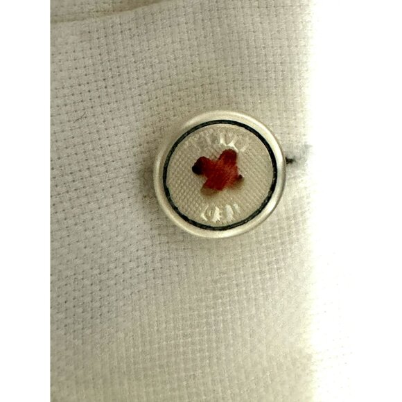 Ted Baker White Button Front 100% Cotton Nautical Theme Short Sleeve Shirt Sz 4 - Picture 11 of 11